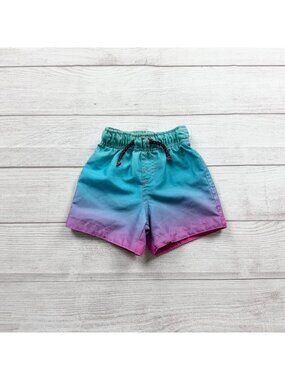 Primark Baby Boy Swim Trunks Ombre Board Shorts Drawstring 12-18 Months